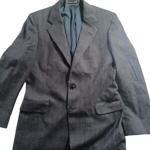 DAKS Blazer Mens 44 Gray Wool Two Button Suit Jacket Made In USA Classic Fit